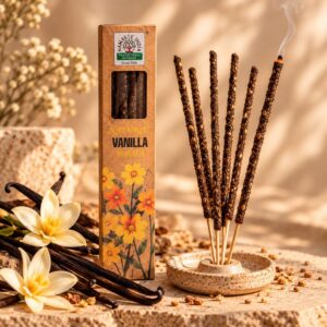 Vonné tyčinky Vanilka (Vanilla Masala) v keramickom stojane